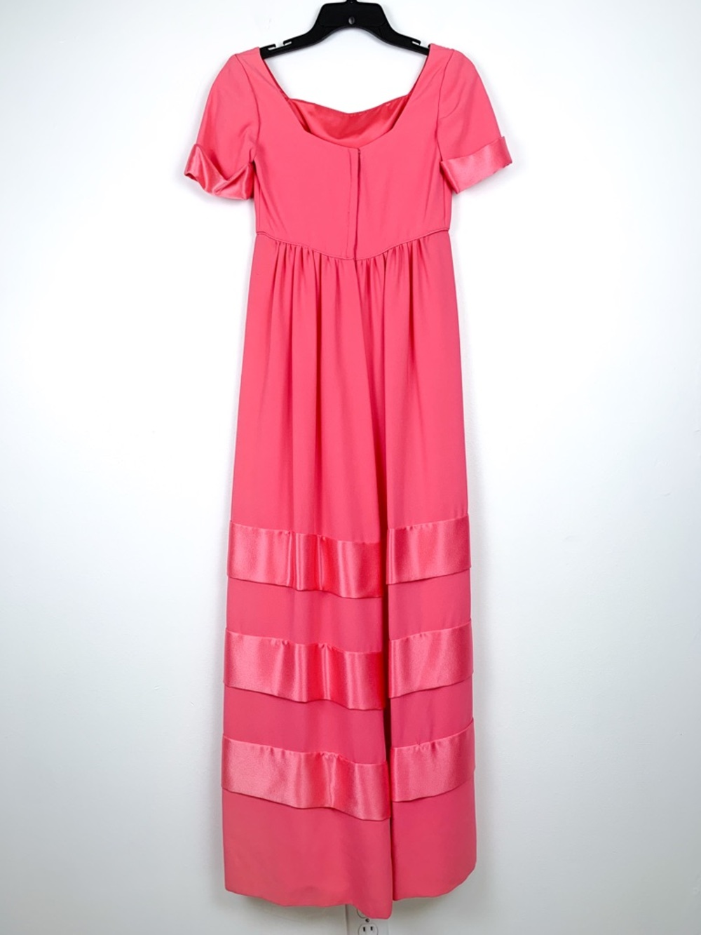 1960s Emma Domb evening gown pink empire waist regency style dress fits size 0 - Picture 2 of 15